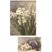 Marie HENSLEY (c.1856-1911) Eight works - Harebell and Heather / Daisies / Daffodils / Still life