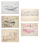 Alec WILES (1924) Study of a boat and other assorted drawings (5)