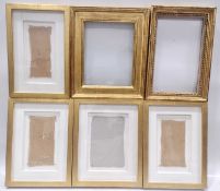 Six glazed picture frames of composite construction. Four with moulded mounts