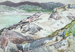 Follower of Samuel John Lamorna BIRCH (1869-1955) Cliff-top view towards a sandy bay
