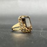 9ct yellow gold smokey quartz ring