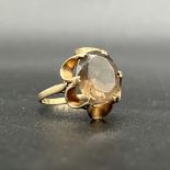 9ct yellow gold smokey quartz dress ring