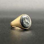 9ct yellow gold Hermatite signet ring