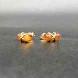 9ct yellow gold amber design earrings