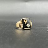 10ct yellow gold diamond set signet ring