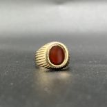 9ct yellow gold carnelian pinky ring