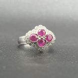 9ct white gold ruby and diamond ring