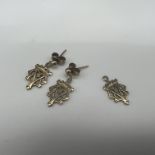 9ct yellow gold Scottish crest earrings and pendant