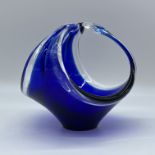 A 1970s blue cased glass bowl