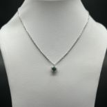 18ct white gold emerald and diamond pendant and chain
