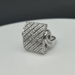 18ct White Gold Rectangular Headed Cluster Diamond Ring