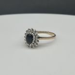 9ct Yellow Gold Sapphire & Diamond Ring