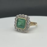 18ct yellow gold emerald and diamond ring