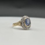 9ct yellow gold Blue Topaz and Diamond ring