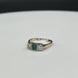 18ct yellow gold diamond and emerald ring