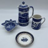 A collection of blue and white ware