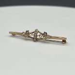 A Victorian seed pearl 9ct yellow gold brooch