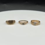 3X 9ct gold rings