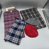 A small collection of tartan material