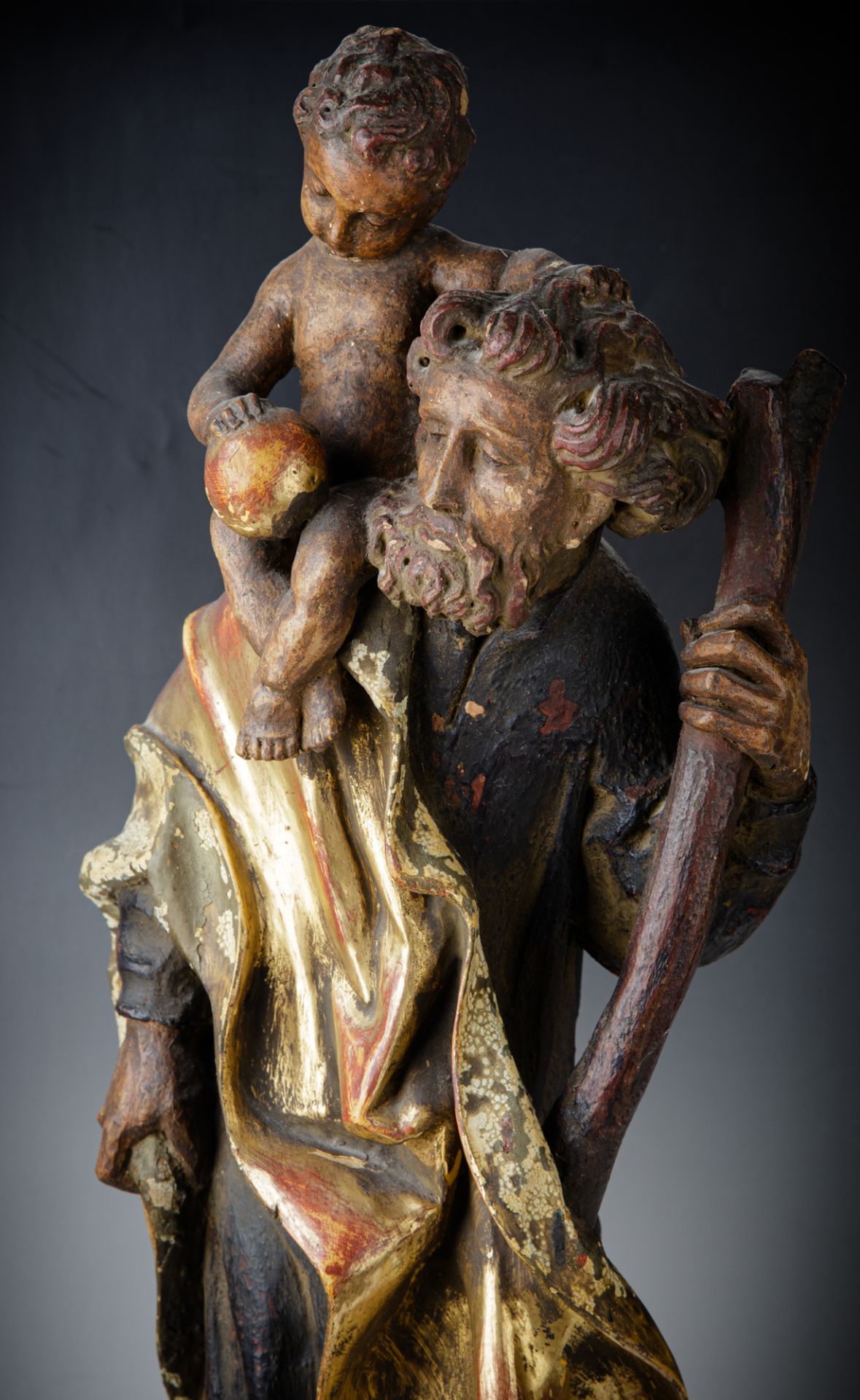 Der Heilige Christophorus mit dem Jesuskind, wohl süddeutsch, E. 18. Jh./A. 19. Jh. - Image 2 of 4