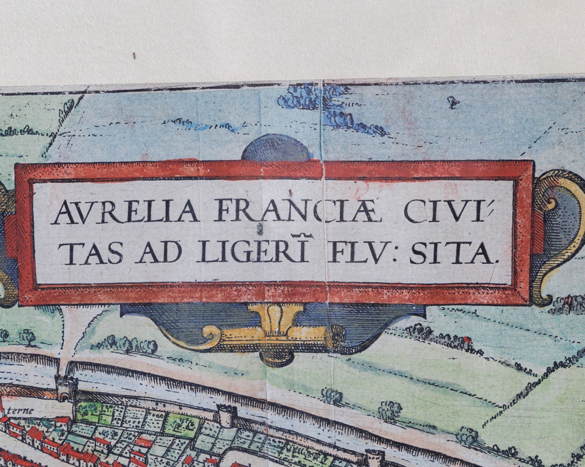 Altkolorierte Kupferstichkarte von Orléans (Aurelia Franciae) - Bild 2 aus 2