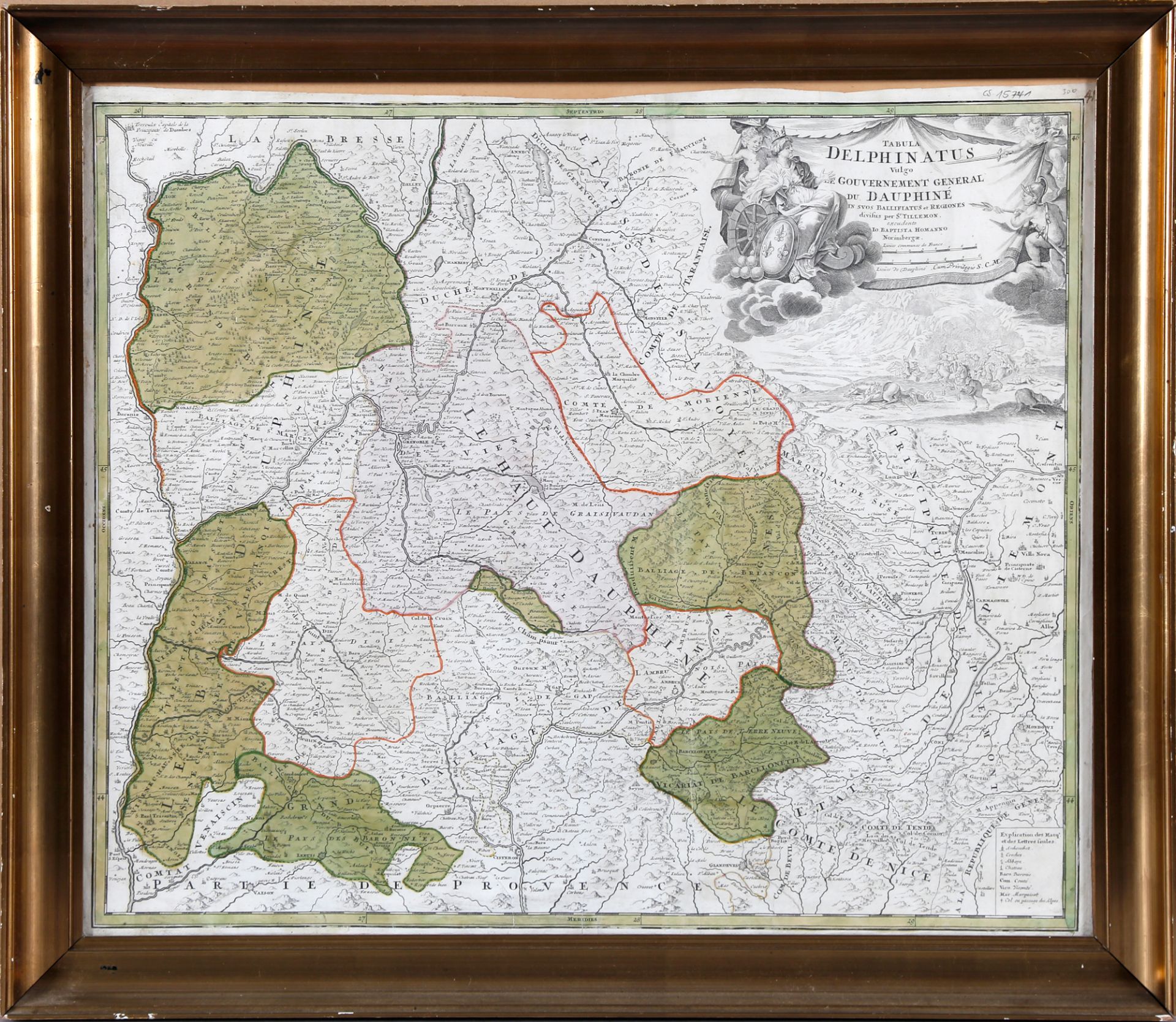 Landkarte: Tabula Delpinatus vulga Gouvernement General du Dauphiné, um 1710