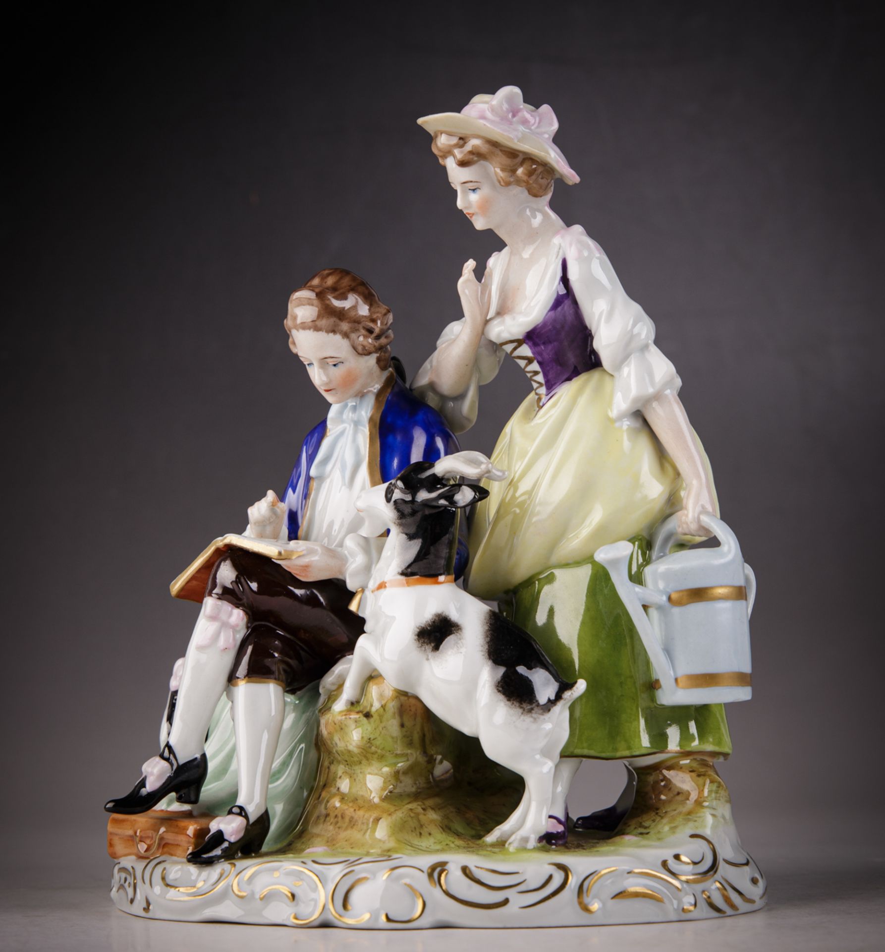 VEB Porzellanmanufaktur Scheibe-Alsbach, Figurenpaar mit Ziegenbock - Bild 2 aus 4