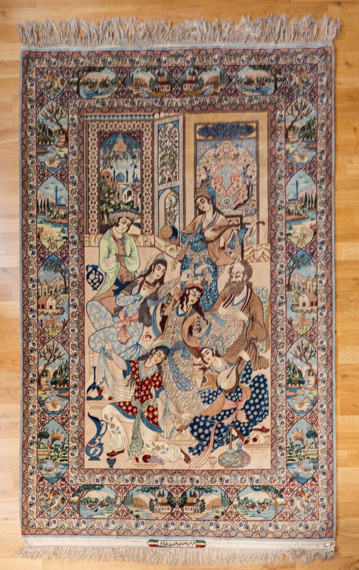 Isfahan-Bilderteppich, Persien, 1980-1990er Jahre, signiert