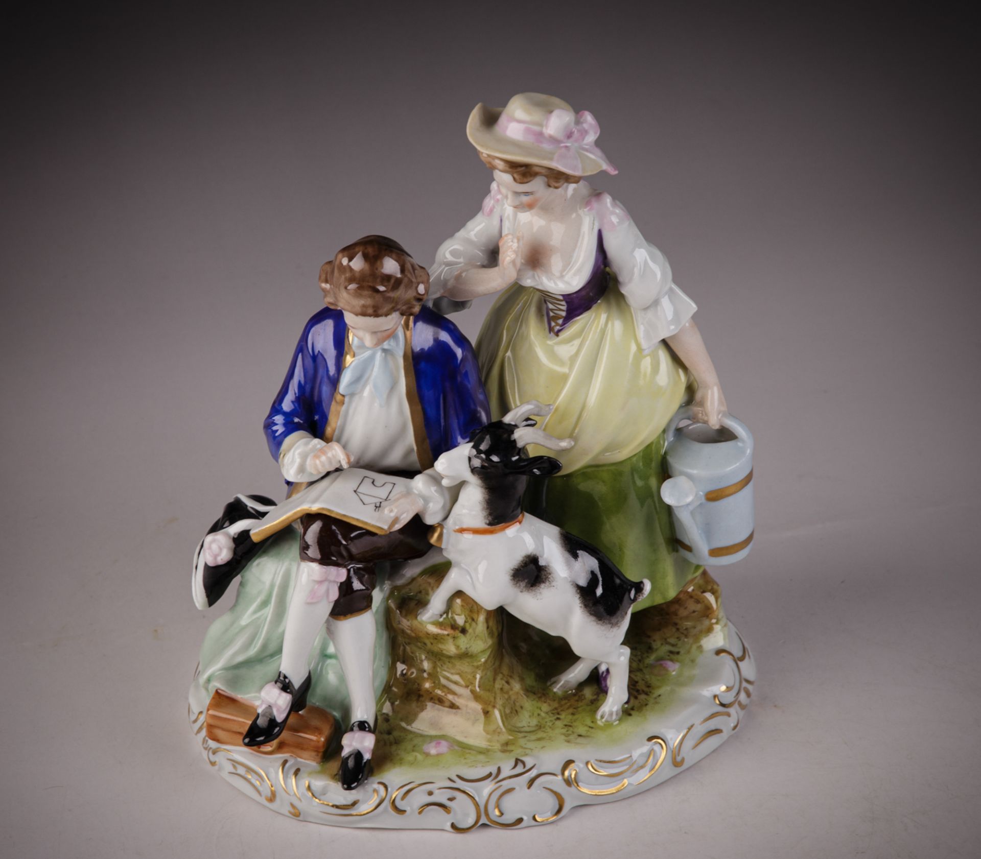VEB Porzellanmanufaktur Scheibe-Alsbach, Figurenpaar mit Ziegenbock - Bild 4 aus 4