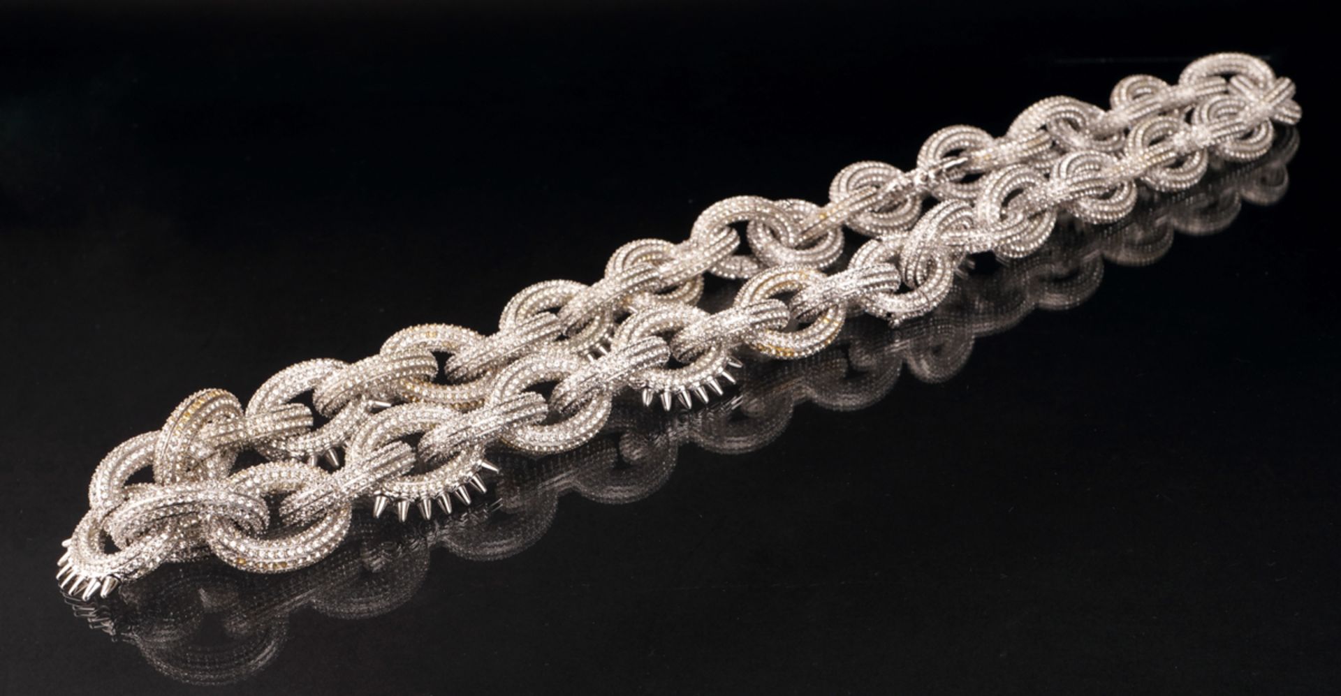 Große Halskette im Stile Swarovkis, Edelstahl - Image 3 of 8