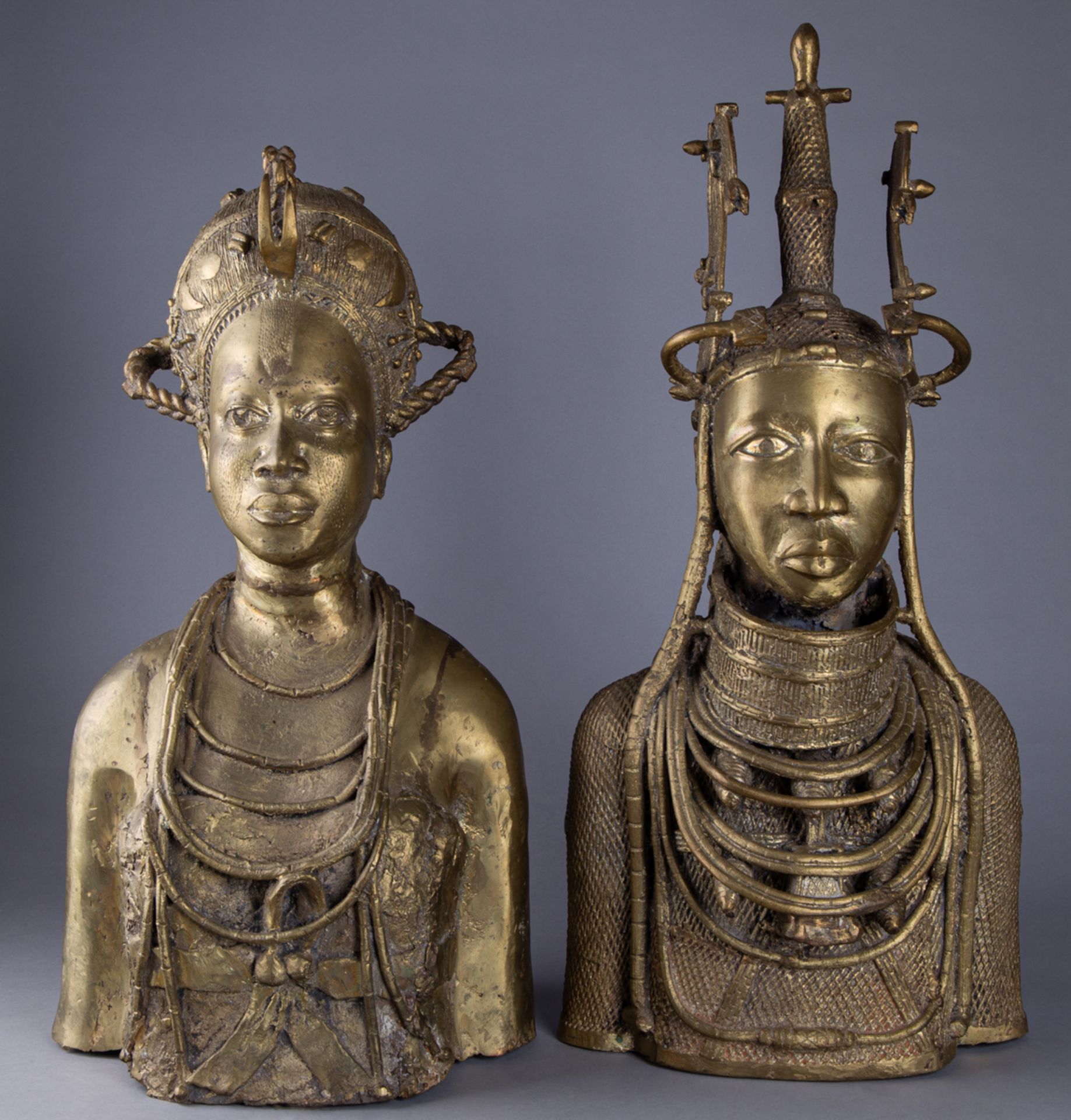 Königspaar, Edo, Benin, Nigeria 20. Jh. - Bild 2 aus 12