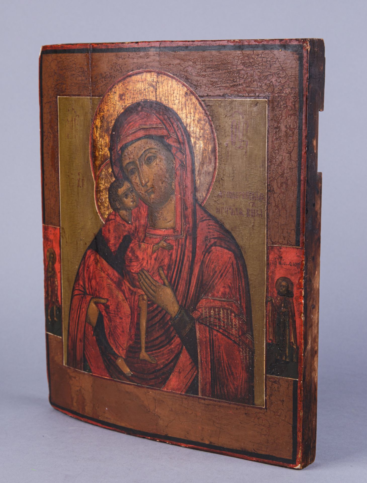 Ikone: Gottesmutter Feodorowskaja (Kostroma)/Maria mit dem Jesuskind, Russland 19. Jh. - Bild 2 aus 2