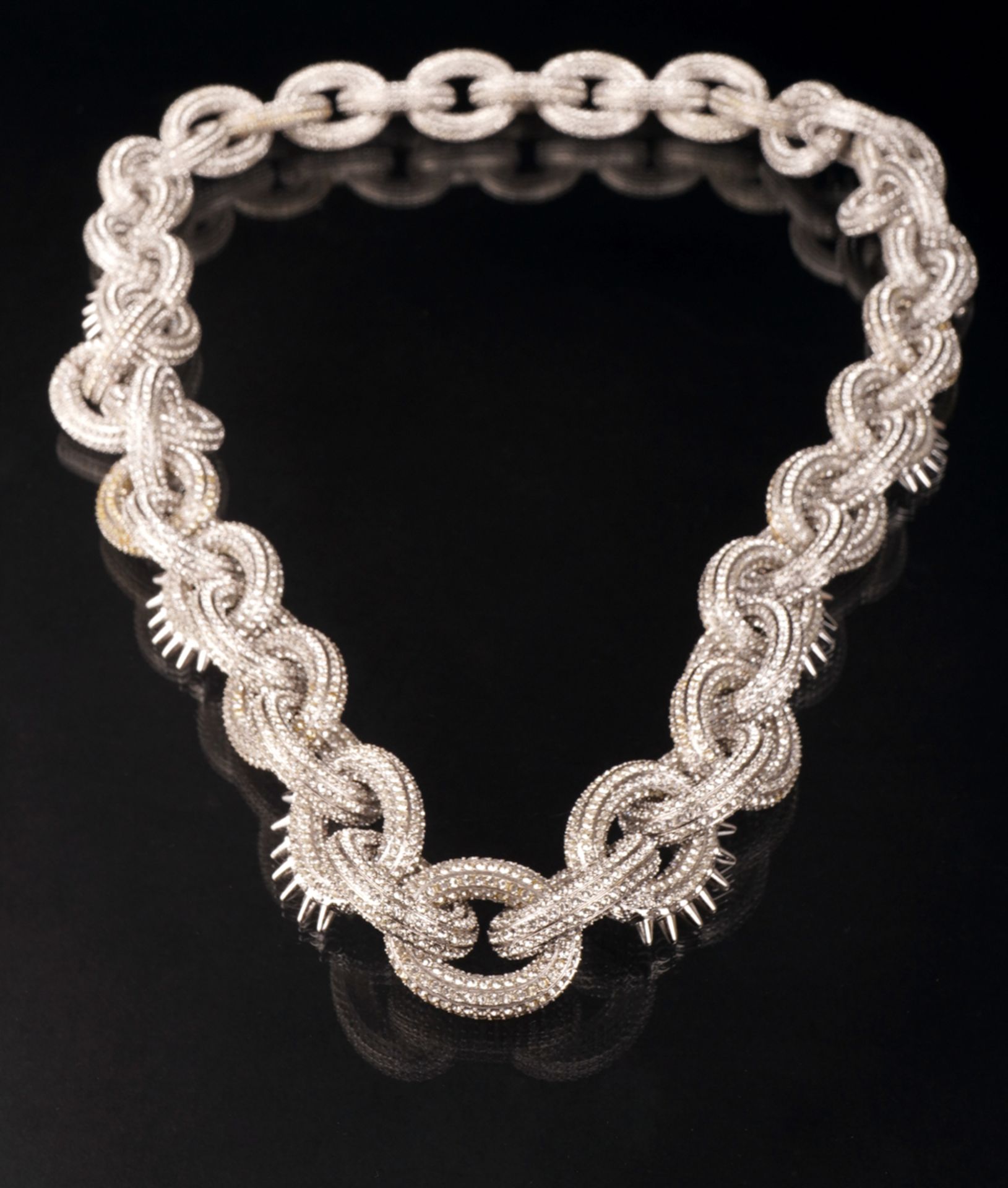 Große Halskette im Stile Swarovkis, Edelstahl - Image 6 of 8
