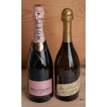 2 Flaschen Champagner, Moët & Chandon Rose Imperial und Marc de Champagne