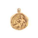 Cartier. An 18ct yellow gold 'Zodiac' pendant, in the Aquarius design, of misshapen plaque design,