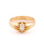 A single stone diamond ring claw set in 18ct gold the central oval old cut diamond approximately 4.
