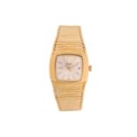 An 18ct gold Baume & Mercier lady's wristwatch, featuring a swiss made hand-wound movement in a