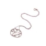 Georg Jensen - A necklace with kneeling fawn and flowers, attached to a cable chain and toggle
