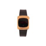 A Fairchild 14k gold cased digital LED wristwatch, circa 1973, the dial of square form with