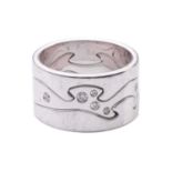 Georg Jensen - 'Fusion' three-piece ring in 18ct white gold, consists of both end and centre rings