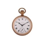 A Waltham open-face pocket watch in a base metal case measuring 55mm and marked Watch Case Co Elgin,