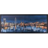 Paul Kenton (b1960s) British, 'Life Lights' - NIght time panorama of London and the River Thames,