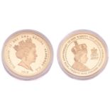 A Harrington & Byrne 2018 Queen Elizabeth II Coronation Jubilee Alderney 5oz Gold Proof Coin,