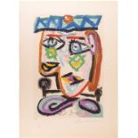 After Pablo Picasso, Femme au Beret, limited edition lithograph, signed Collection Marina Picasso