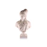 After Antonio Canova (Italian 1757-1822); a carved white marble bust of Paolina Borghese (Bonaparte)