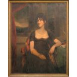 Circle of Sir Thomas Lawrence (1769-1830), a large three-quarter length portrait of a seated lady in