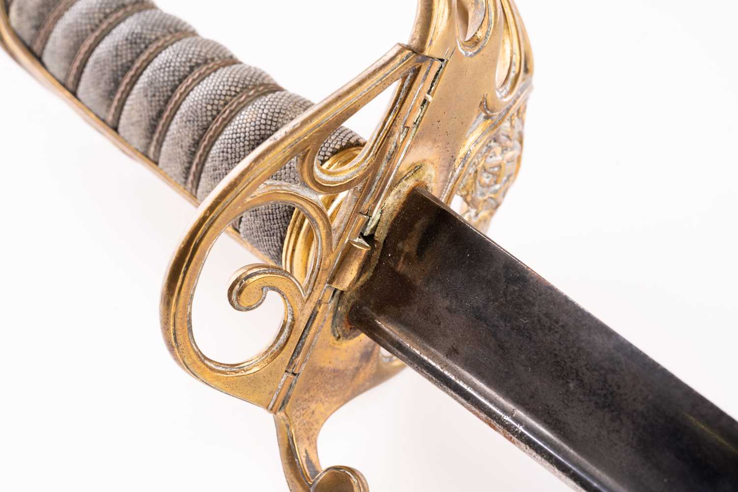 A William IV officer's infantry sword with scabbard, the brass open hilt with Royal Cypher and - Image 7 of 10