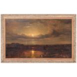 19th century Continental school, a moonlit Lake, indistinctly signed (A. Bauer?), dated 1859, oil on