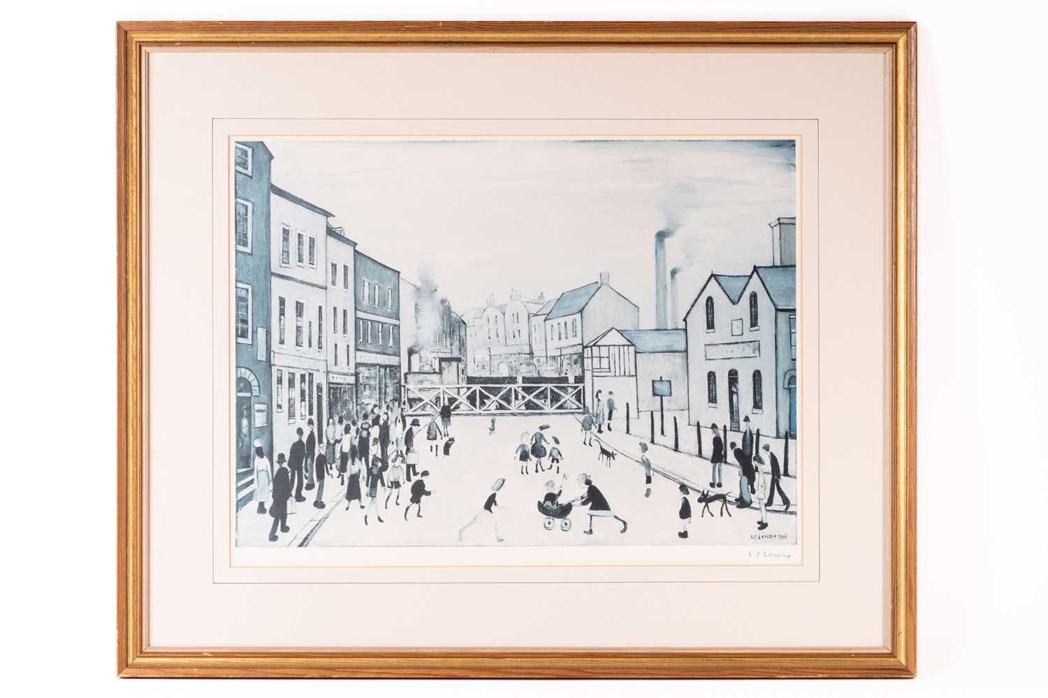 L S Lowry (1887 - 1976), Level Crossing, signed in pencil and blind stamp, offset lithograph (