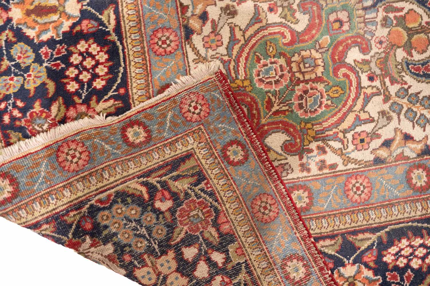 A red ground Tabriz carpet, 20th century, with a central polylobate "book-cover" design within - Image 6 of 6